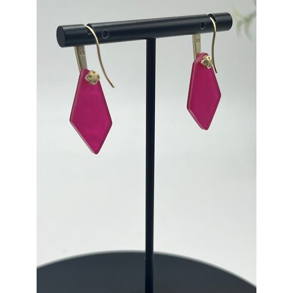 Kendra Scott Gianna Gold Plated Drop Dangle Earrings in Bright Pink Fuschia - Picture 8 of 11